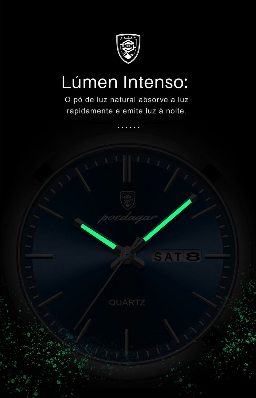 Relógio Masculino POEDAGAR Elegance (Quartzo, Aço Inox e Resistente à Água)
