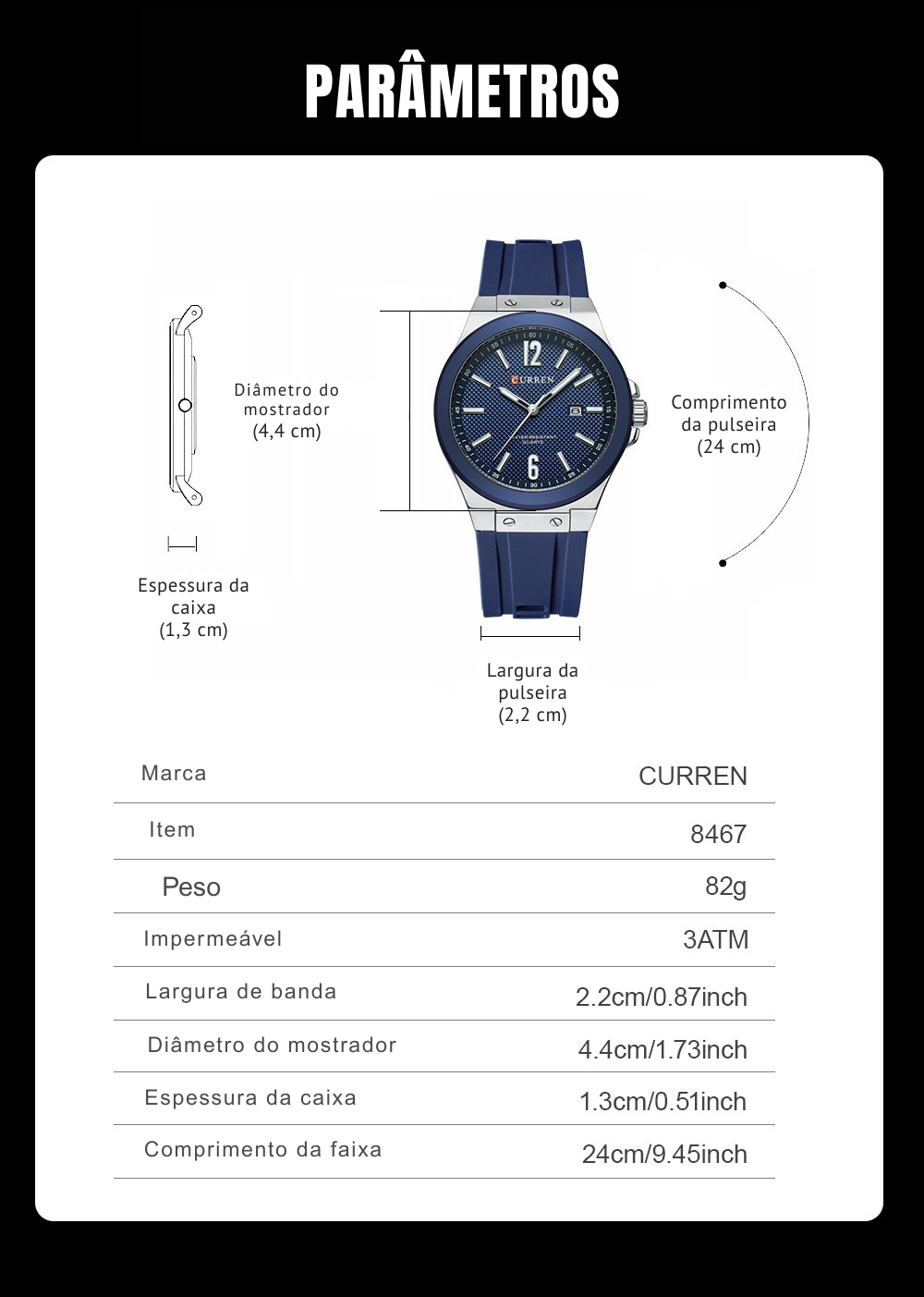 Relógio Masculino CURREN Sport | Estilo Casual com Pulseira de Silicone e Calendário