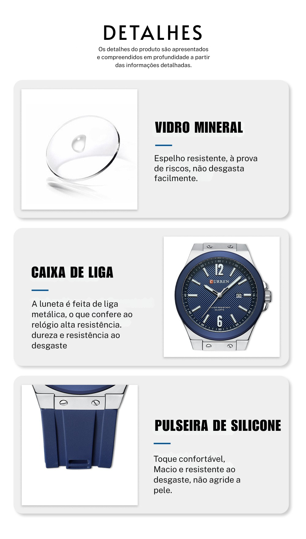 Relógio Masculino CURREN Sport | Estilo Casual com Pulseira de Silicone e Calendário