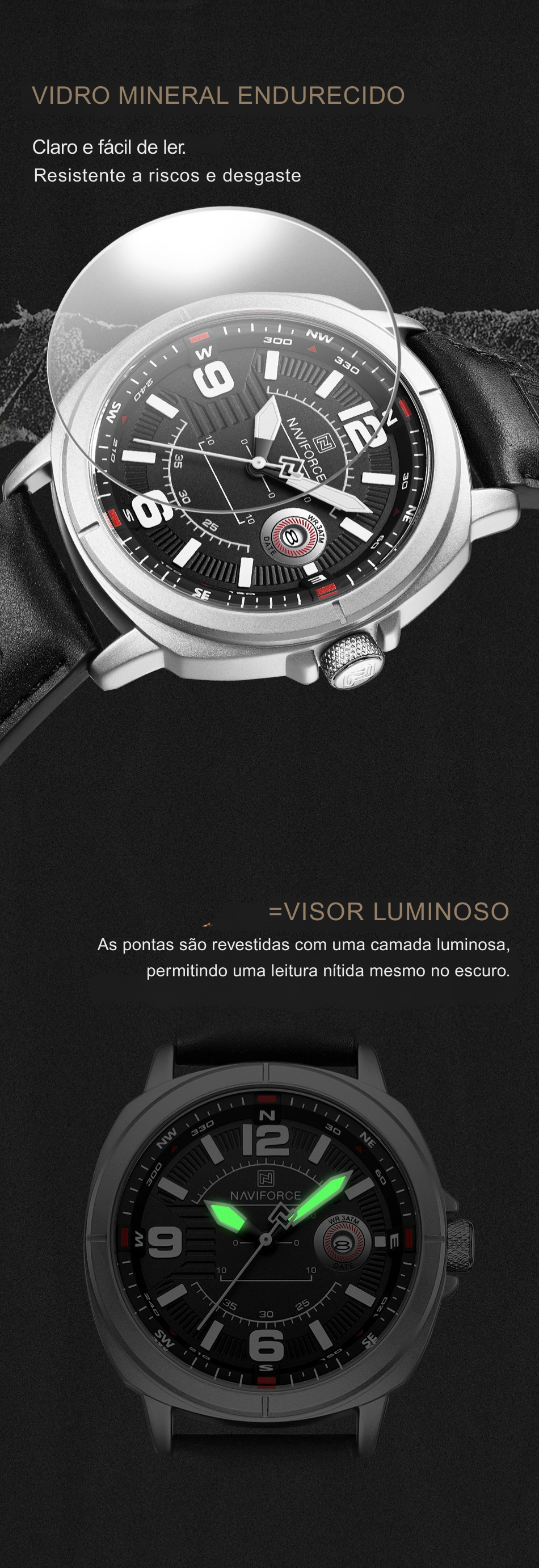 Relógio Masculino NAVIFORCE NF8078 | Lançamento 2025/2026 Estilo Sport-Casual