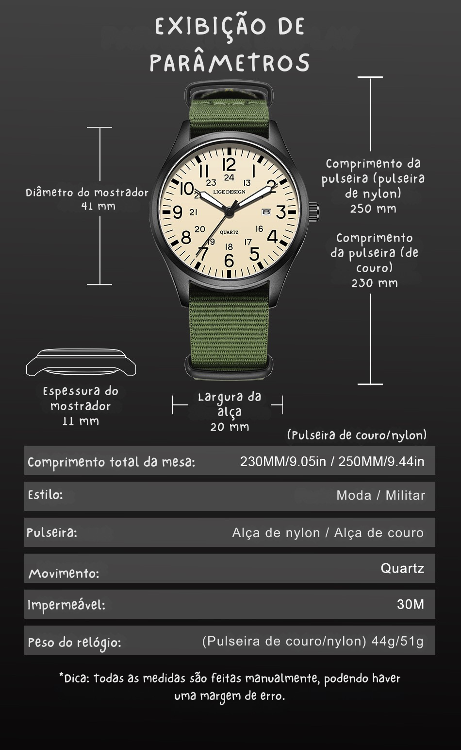 Relógio Masculino LIGE 2025 | Estilo Casual em Couro com Calendário e Caixa de Presente