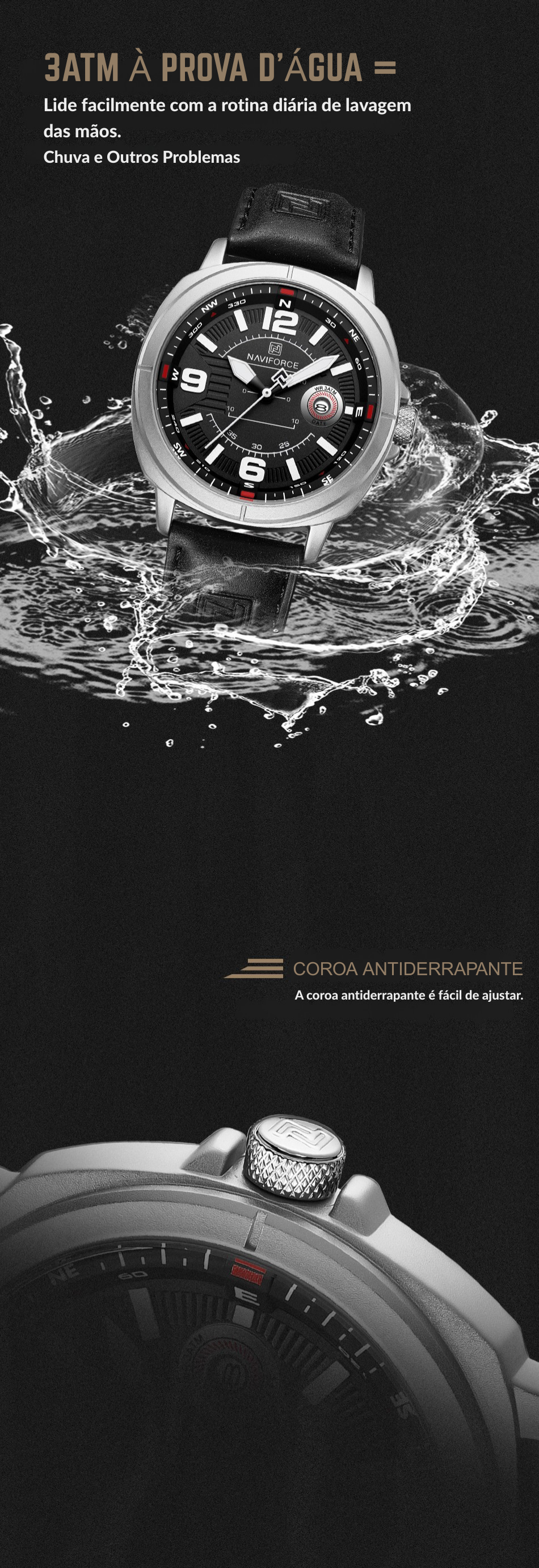 Relógio Masculino NAVIFORCE NF8078 | Lançamento 2025/2026 Estilo Sport-Casual