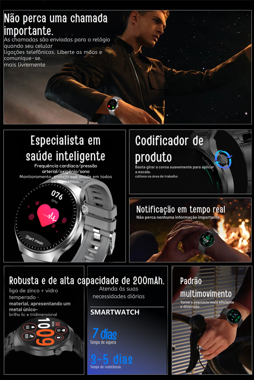 Smartwatch G.L Wear 2025 - Edição Executiva com Chamadas Bluetooth
