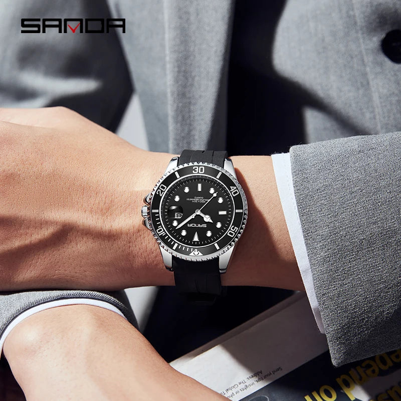 Relógio de Pulso SANDA Masculino | Estilo Esportivo Premium com Pulseira de Silicone Confortável.