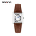 Relógio SANDA Slim Retangular | Design Ultrafino de 7mm e Pulseira de Couro