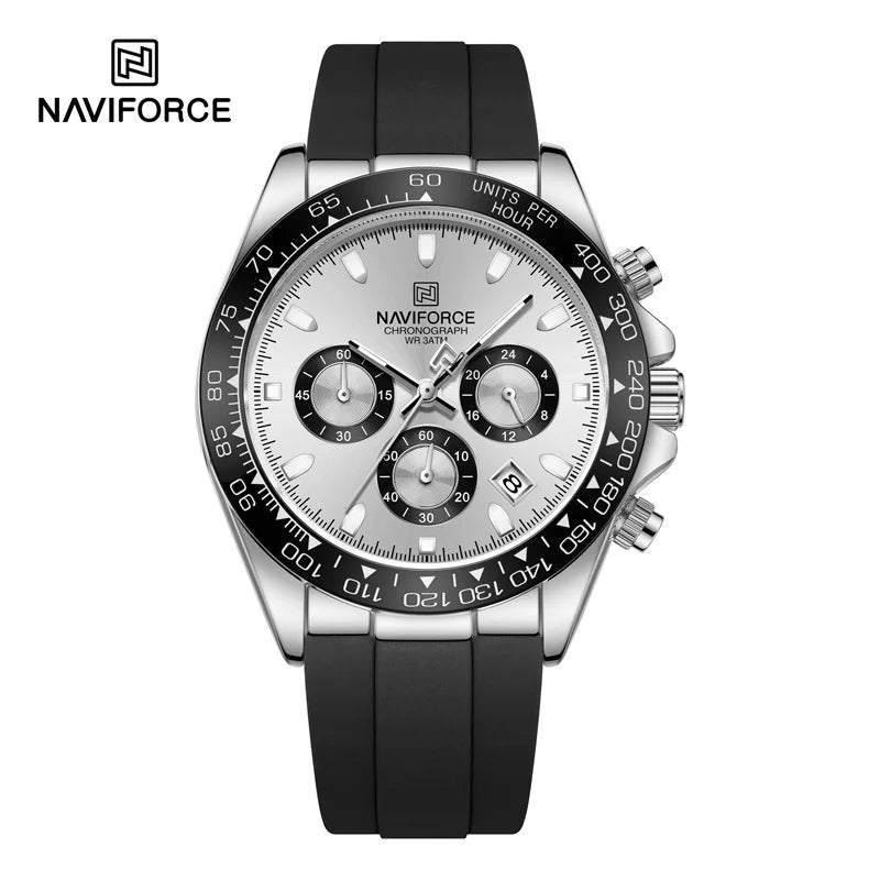 NAVIFORCE | Relógio Masculino Esportivo Premium: Quartzo, Cronógrafo, Luminoso e à Prova d'Água (Pulseira de Silicone)