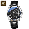 Relógio Masculino OLEVS Classic | Couro Premium com Marcadores Arábicos e Calendário