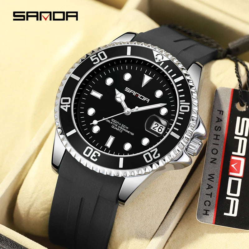 Relógio de Pulso SANDA Masculino | Estilo Esportivo Premium com Pulseira de Silicone Confortável.