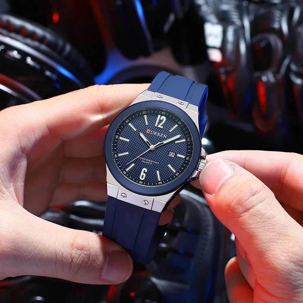 Relógio Masculino CURREN Sport | Estilo Casual com Pulseira de Silicone e Calendário