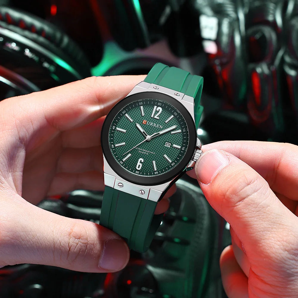 Relógio Masculino CURREN Sport | Estilo Casual com Pulseira de Silicone e Calendário