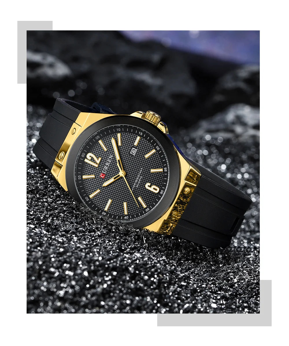 Relógio Masculino CURREN Sport | Estilo Casual com Pulseira de Silicone e Calendário