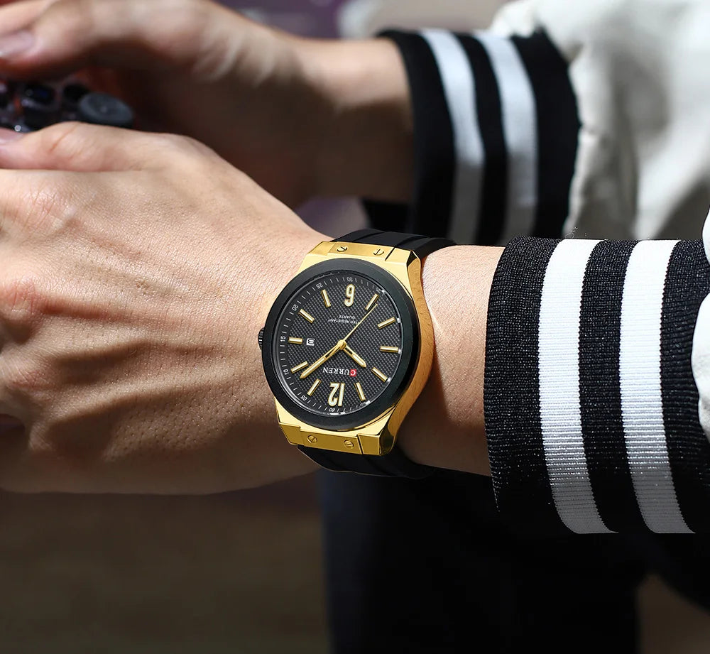 Relógio Masculino CURREN Sport | Estilo Casual com Pulseira de Silicone e Calendário