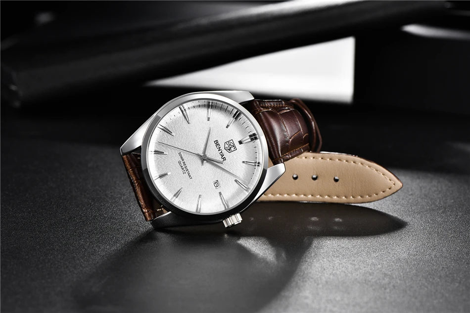 Relógio Masculino Benyar Luxury 5163 | Estilo Casual em Couro e Design Minimalista
