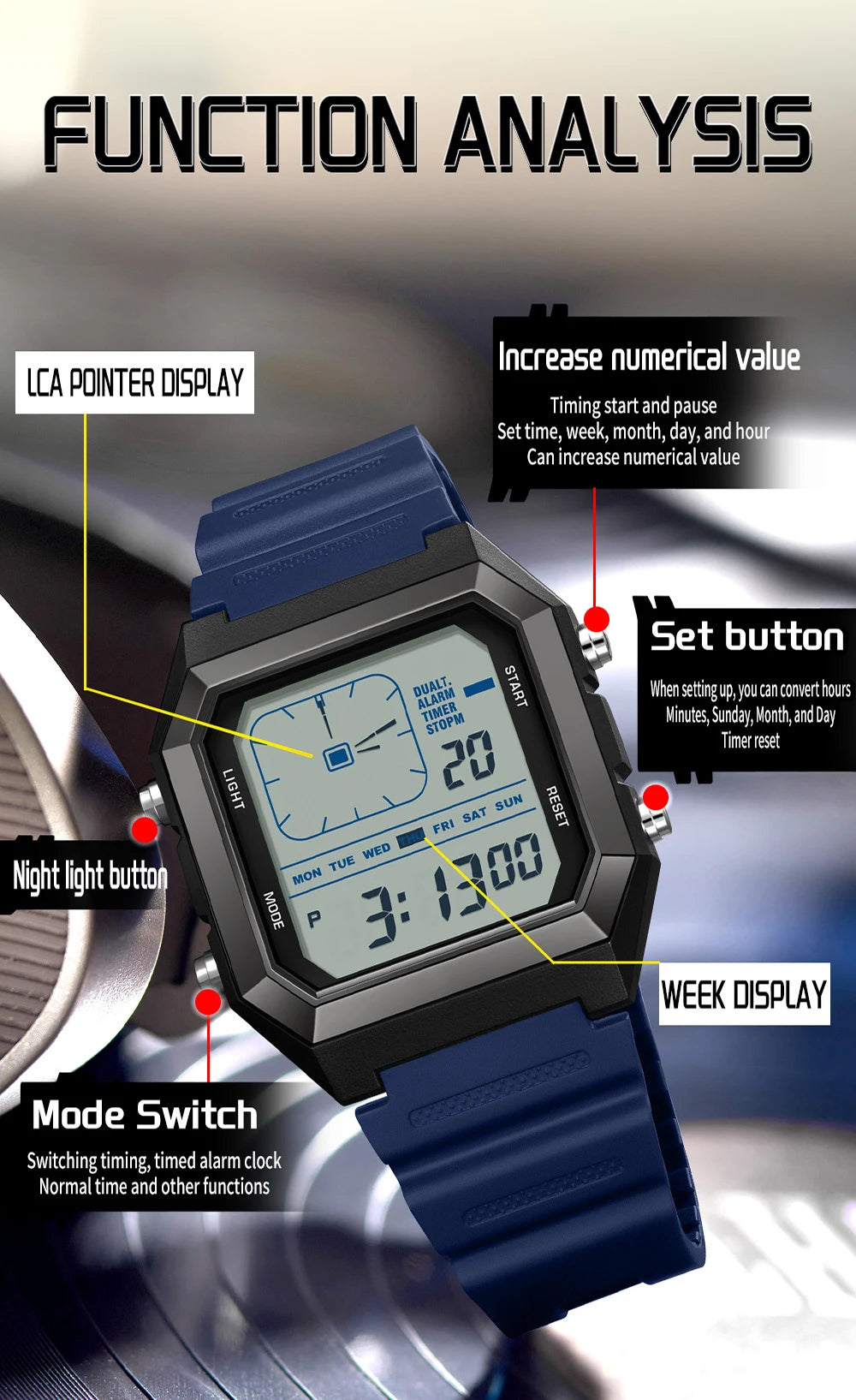 Relógio Masculino SANDA 6307 | Digital Esportivo com LED e Resistência à Águaent Fashion Electronic Watch Gift