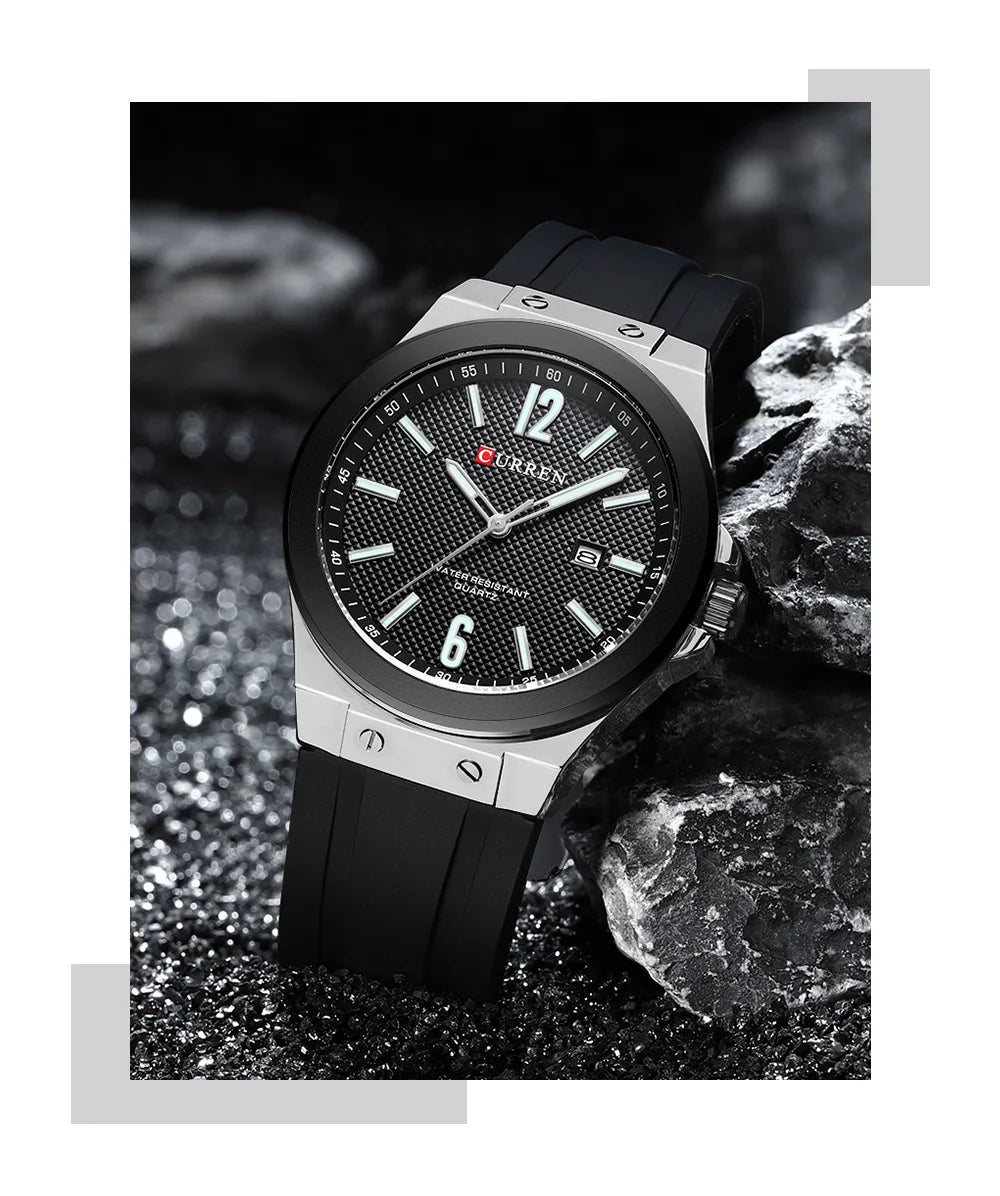 Relógio Masculino CURREN Sport | Estilo Casual com Pulseira de Silicone e Calendário