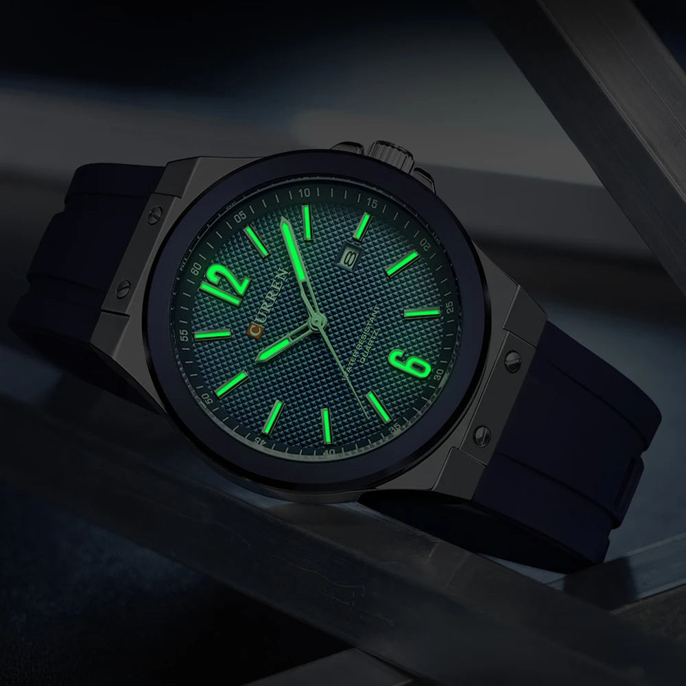 Relógio Masculino CURREN Sport | Estilo Casual com Pulseira de Silicone e Calendário