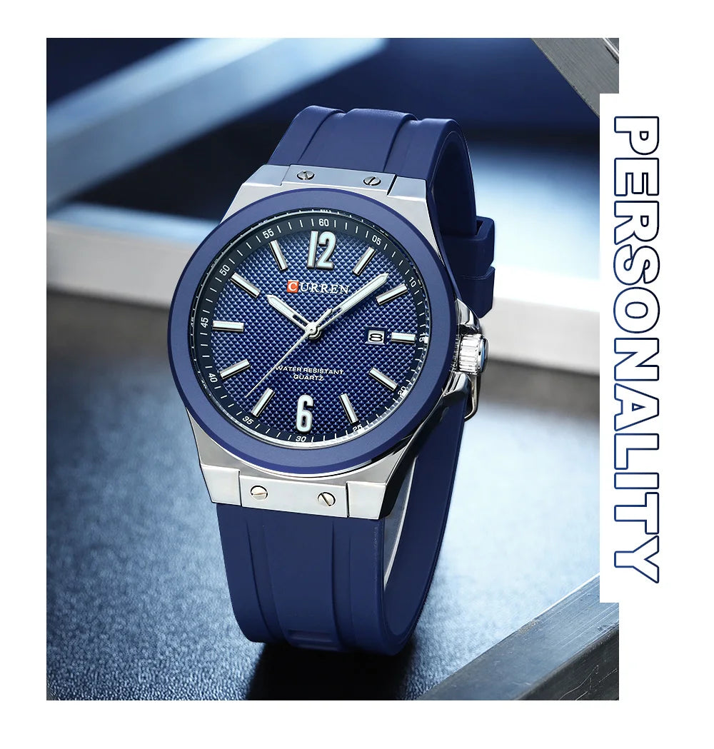 Relógio Masculino CURREN Sport | Estilo Casual com Pulseira de Silicone e Calendário