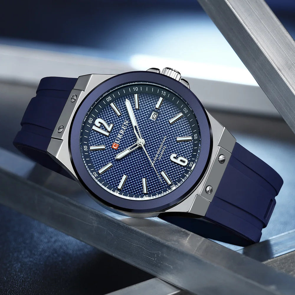 Relógio Masculino CURREN Sport | Estilo Casual com Pulseira de Silicone e Calendário