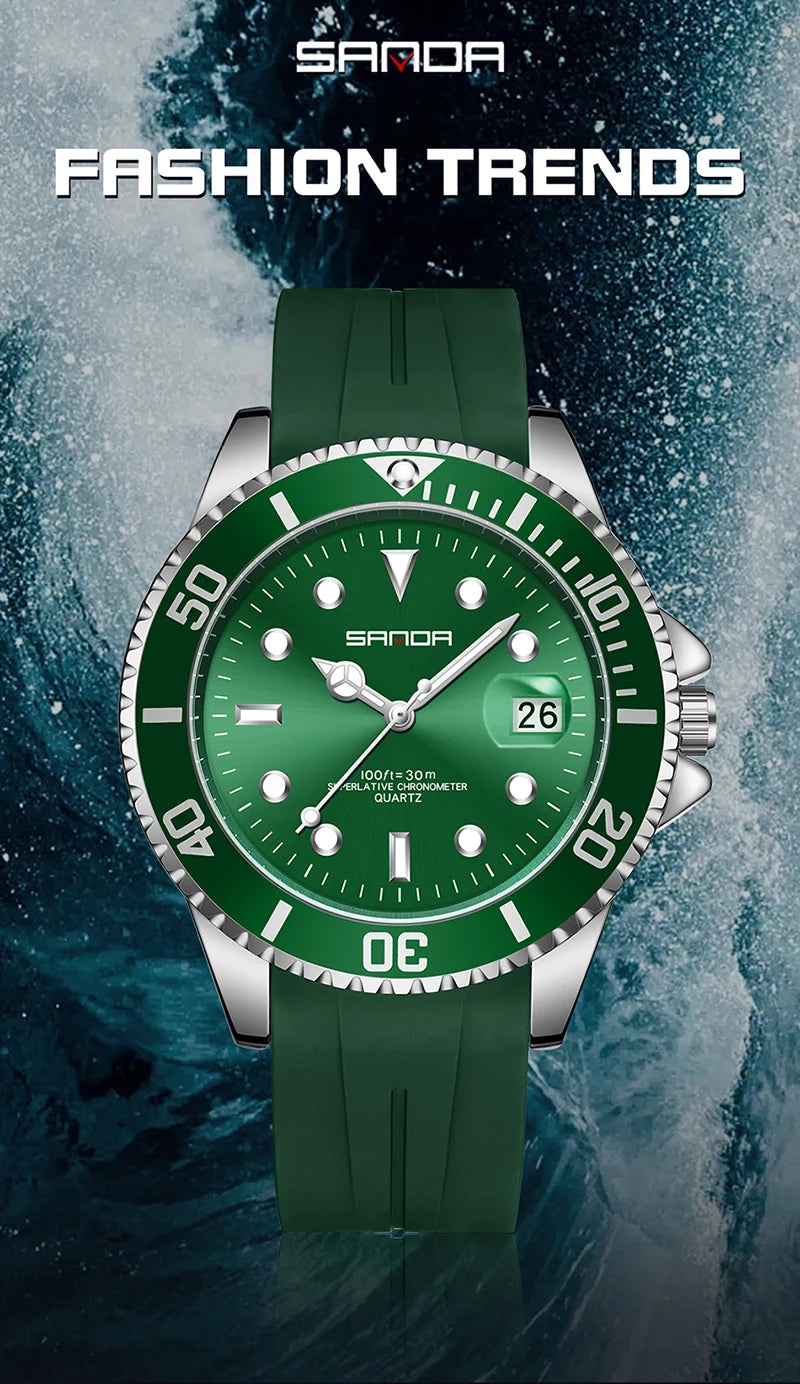 Relógio de Pulso SANDA Masculino | Estilo Esportivo Premium com Pulseira de Silicone Confortável.