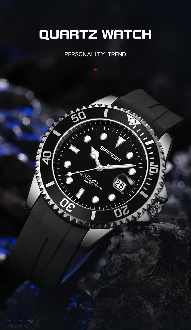 Relógio de Pulso SANDA Masculino | Estilo Esportivo Premium com Pulseira de Silicone Confortável.