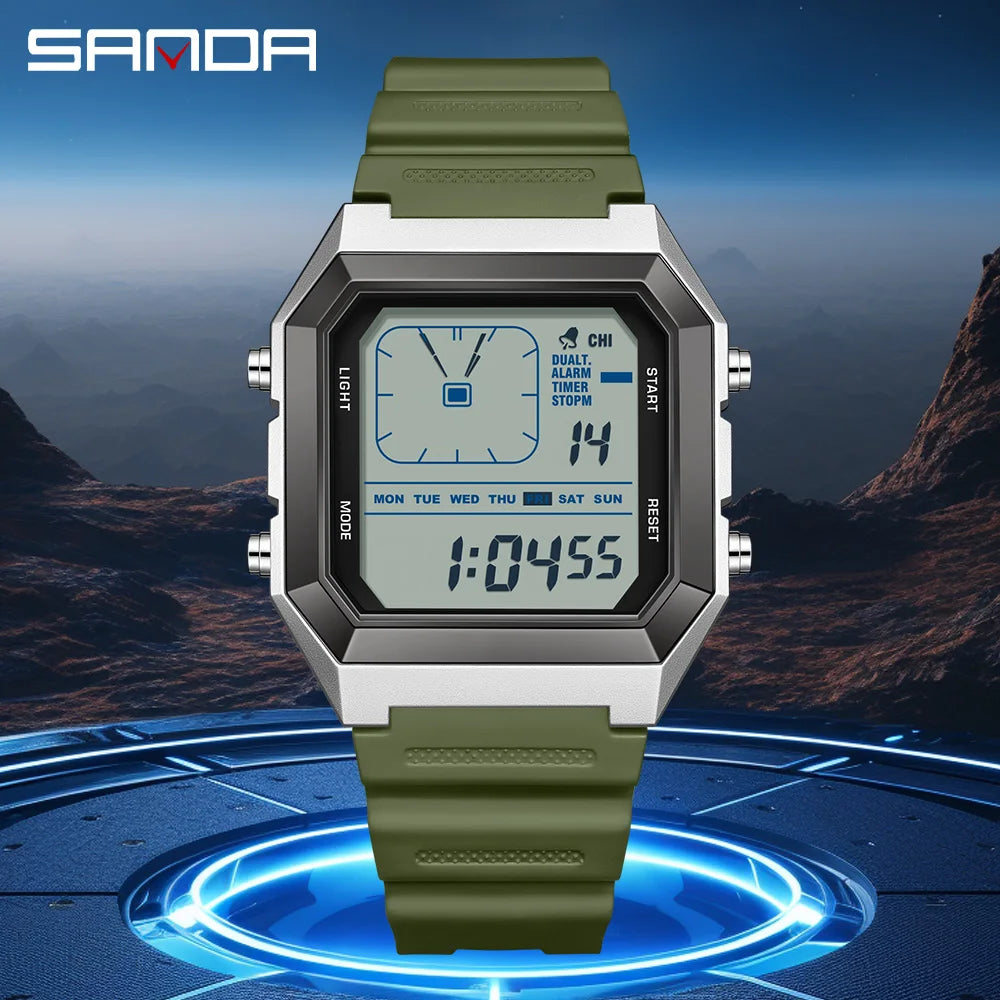 Relógio Masculino SANDA 6307 | Digital Esportivo com LED e Resistência à Águaent Fashion Electronic Watch Gift