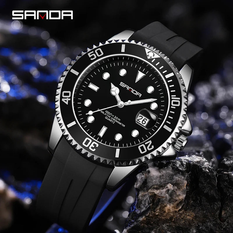 Relógio de Pulso SANDA Masculino | Estilo Esportivo Premium com Pulseira de Silicone Confortável.