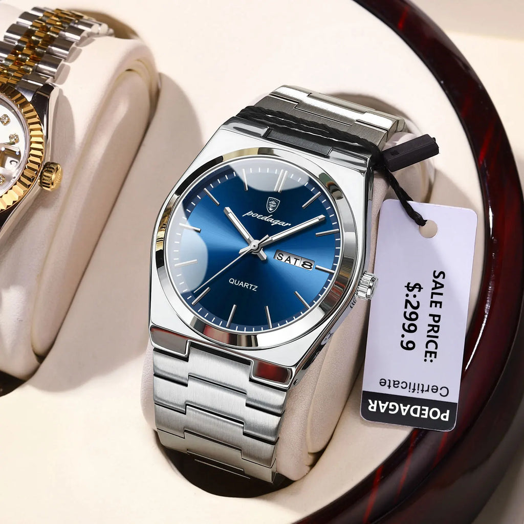 Relógio Masculino POEDAGAR Elegance (Quartzo, Aço Inox e Resistente à Água)