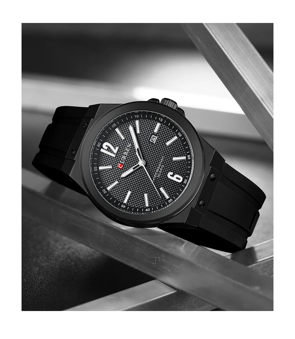 Relógio Masculino CURREN Sport | Estilo Casual com Pulseira de Silicone e Calendário