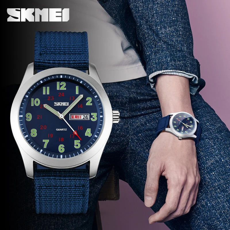 Relógio Masculino SKMEI Military Style | Pulseira de Nylon Resistente e Calendário Duplo