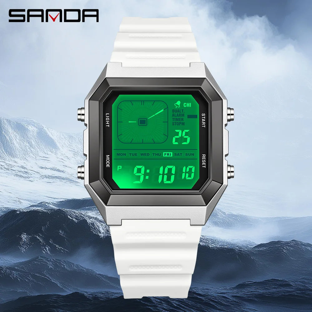 Relógio Masculino SANDA 6307 | Digital Esportivo com LED e Resistência à Águaent Fashion Electronic Watch Gift