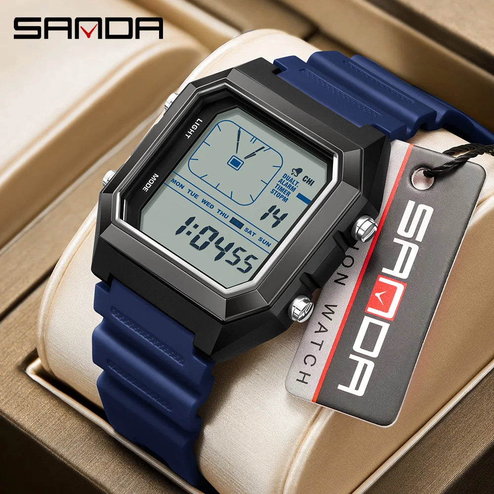 Relógio Masculino SANDA 6307 | Digital Esportivo com LED e Resistência à Águaent Fashion Electronic Watch Gift