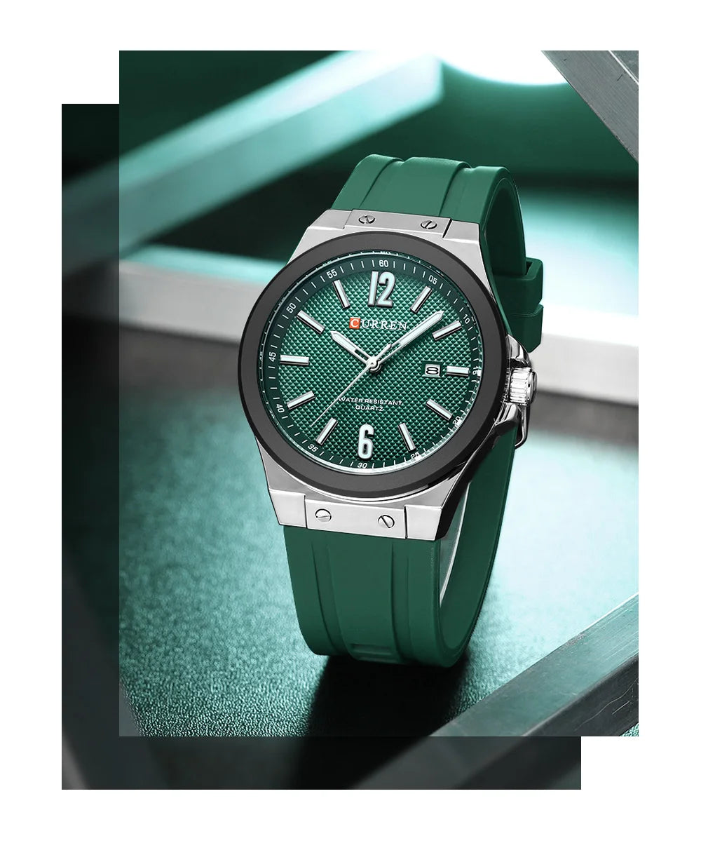 Relógio Masculino CURREN Sport | Estilo Casual com Pulseira de Silicone e Calendário