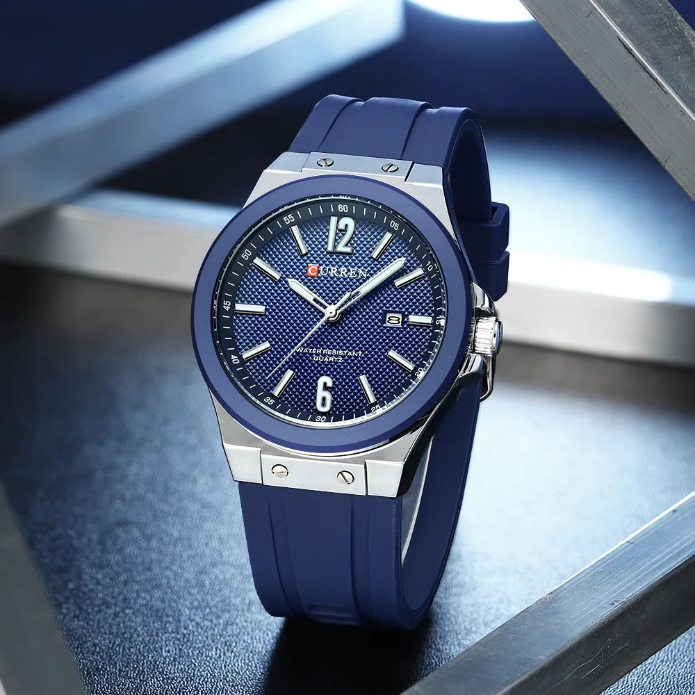 Relógio Masculino CURREN Sport | Estilo Casual com Pulseira de Silicone e Calendário
