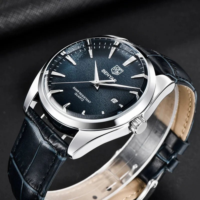 Relógio Masculino Benyar Luxury 5163 | Estilo Casual em Couro e Design Minimalista