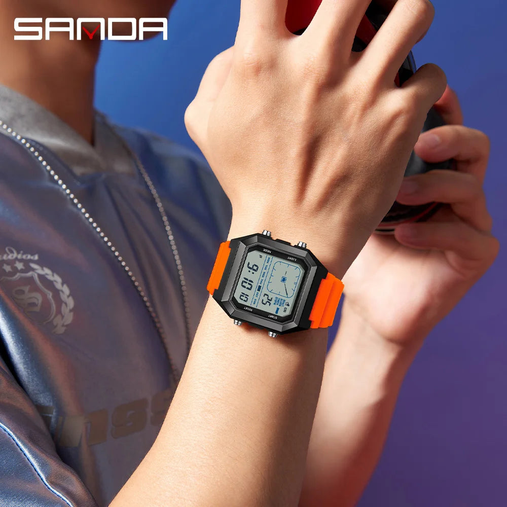 Relógio Masculino SANDA 6307 | Digital Esportivo com LED e Resistência à Águaent Fashion Electronic Watch Gift