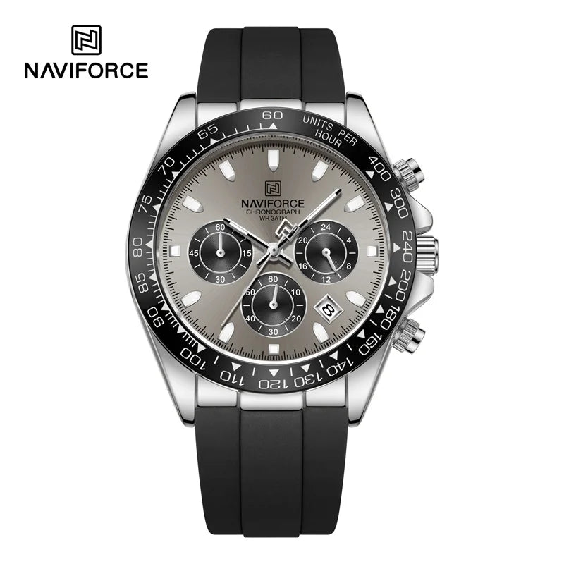 NAVIFORCE | Relógio Masculino Esportivo Premium: Quartzo, Cronógrafo, Luminoso e à Prova d'Água (Pulseira de Silicone)