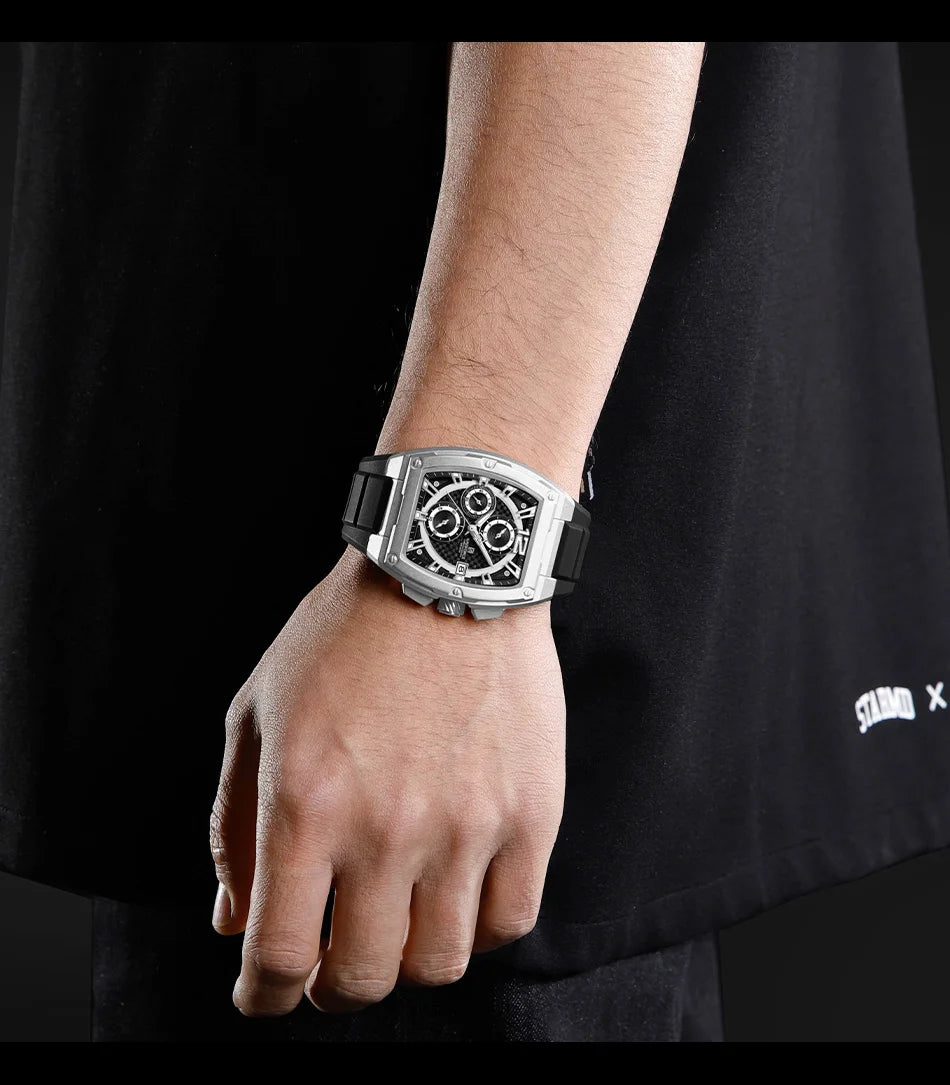 Relógio Masculino NAVIFORCE NF8050 Tonneau | Design Esportivo de Luxo com Pulseira de Silicone