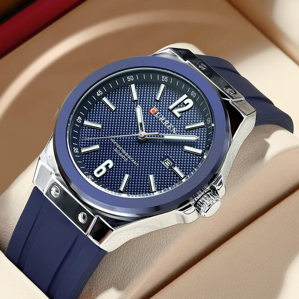Relógio Masculino CURREN Sport | Estilo Casual com Pulseira de Silicone e Calendário