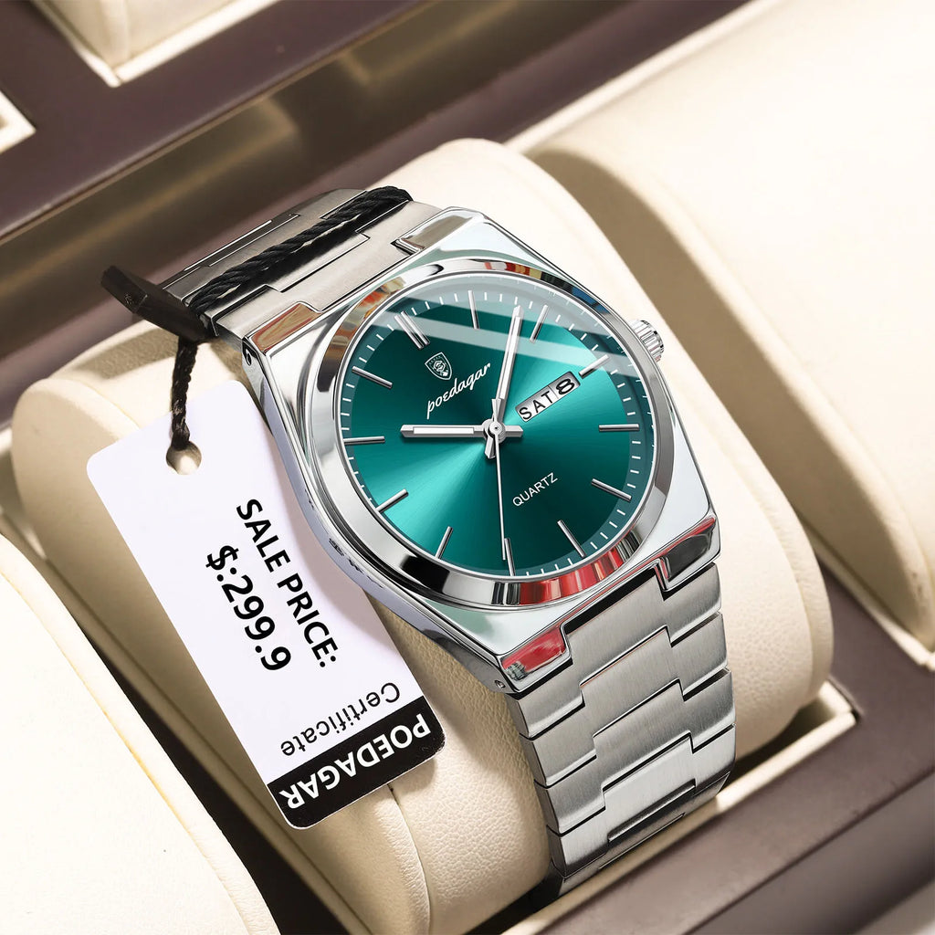 Relógio Masculino POEDAGAR Elegance (Quartzo, Aço Inox e Resistente à Água)