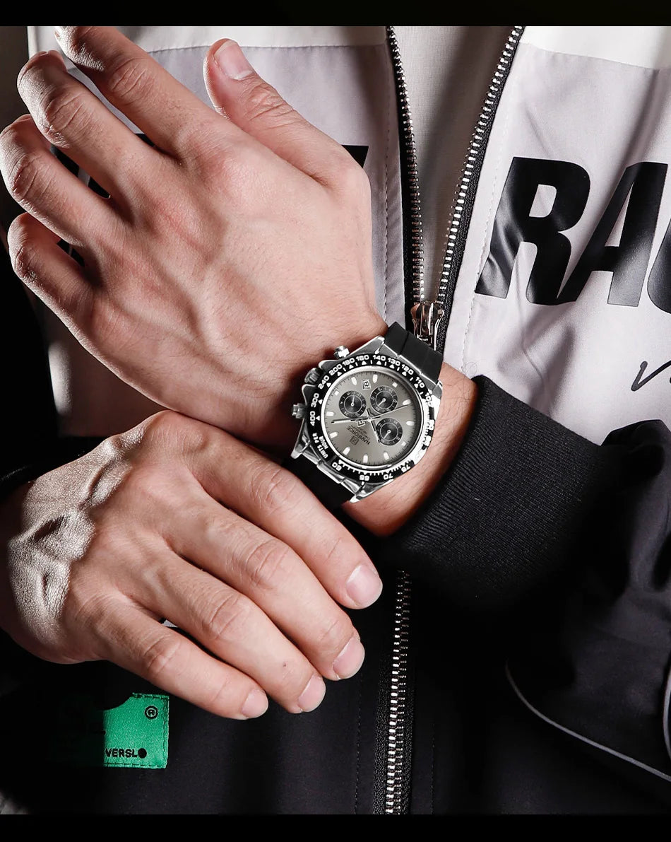 NAVIFORCE | Relógio Masculino Esportivo Premium: Quartzo, Cronógrafo, Luminoso e à Prova d'Água (Pulseira de Silicone)