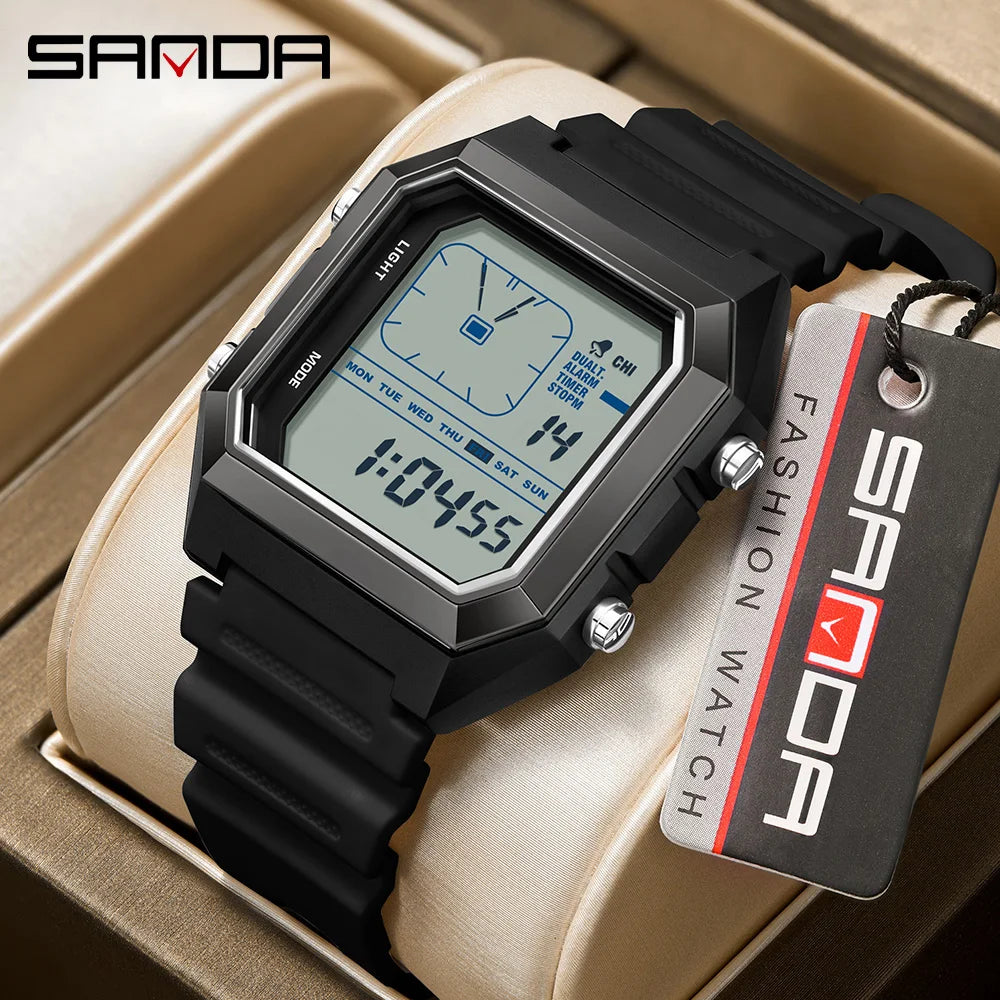 Relógio Masculino SANDA 6307 | Digital Esportivo com LED e Resistência à Águaent Fashion Electronic Watch Gift